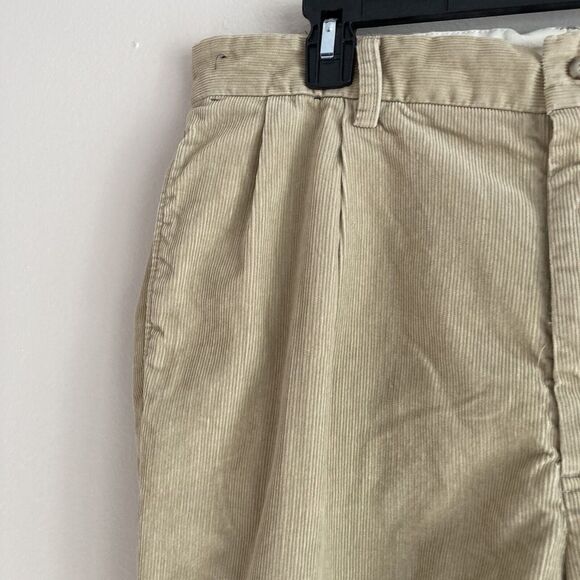 Polo Ralph Lauren Mens Hammond Pants Corduroy Beige 36x32 Pleated Cuffed Hem - Picture 2 of 9
